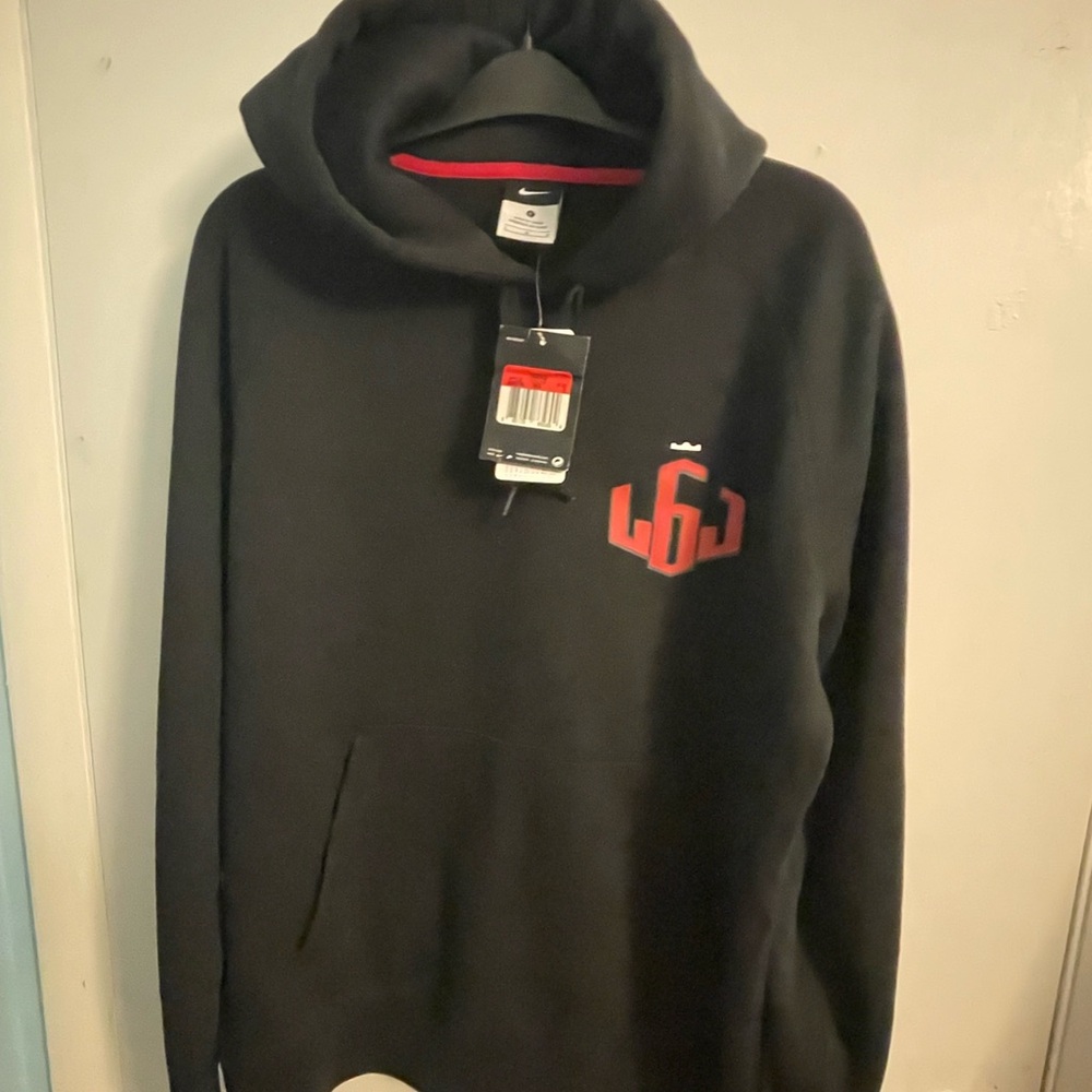 Nike Men's Black Hoodie with Red Accents